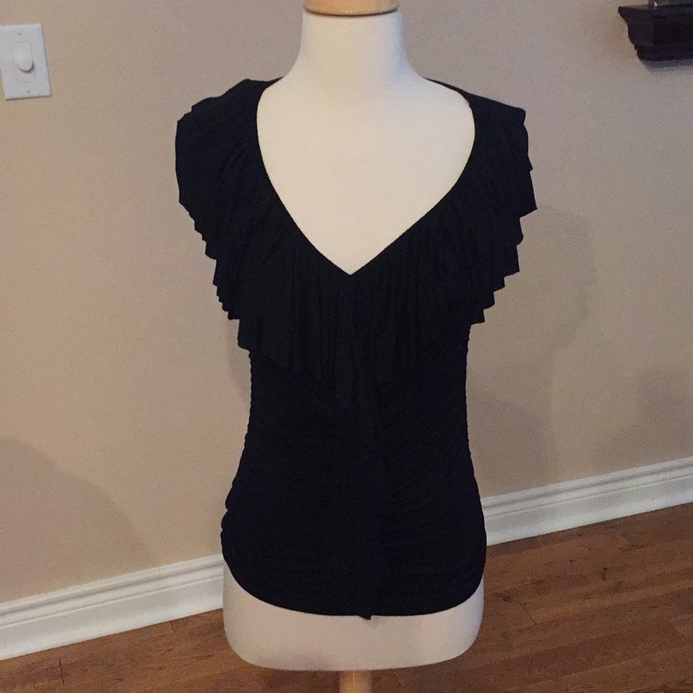 Black v neck / ruffle shirt